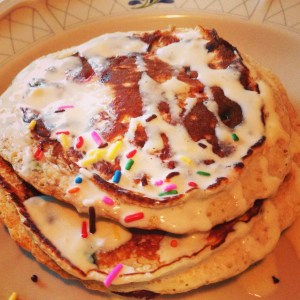Birthday Cake Protein Pancakes